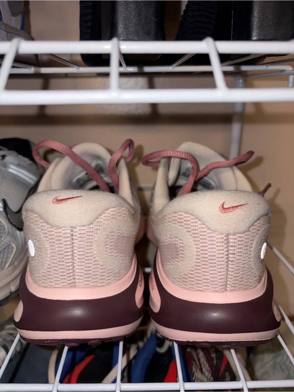 Nike Journey Run Light Pink and Burgundy Running Shoes - Picture 3 of 4
